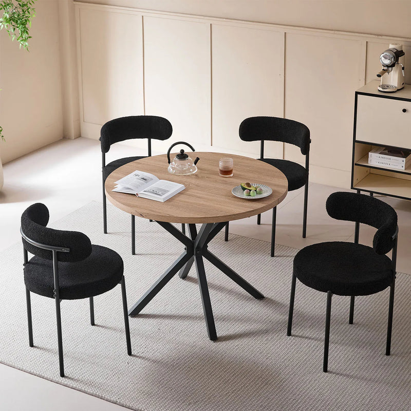 EGOONM 4Pcs Nordic Style Dining Chairs Upholstered Kitchen Chairs with Teddy Velvet Chair Home Desk Dining Room Kitchen Chairs