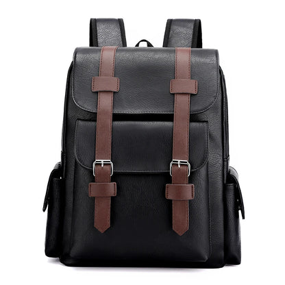 Mochila de piel sintética para hombre, mochila grande para portátil, mochila negra para adolescentes y niños, mochila marrón, 2023
