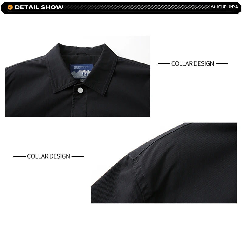 New Spring Autumn Men Outdoor Leisure Windbreak Lapel Jacket Men Solid Color Fashion Style Brand Loose Jacket Coat Male Clothing
