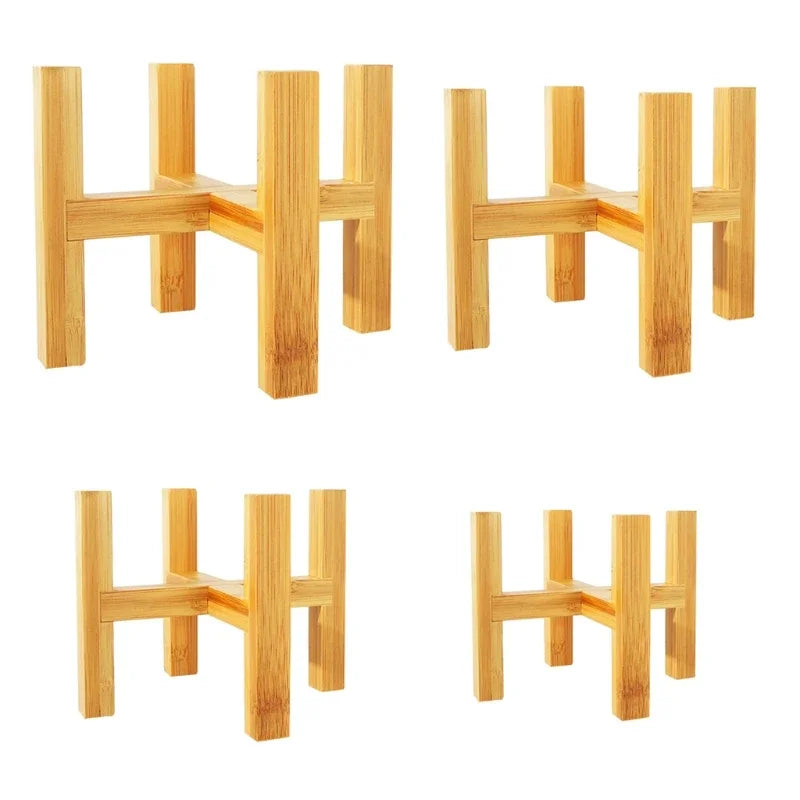 Soporte de madera de cuatro patas para macetas de plantas y suculentas, base de exhibición, estante de decoración para el hogar, jardín y patio