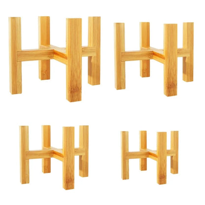 Soporte de madera de cuatro patas para macetas de plantas y suculentas, base de exhibición, estante de decoración para el hogar, jardín y patio