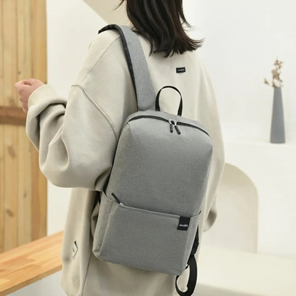 Portable Large Capacity Small Backpack Solid Color Waterproof Travel Bag Multiple Pockets Unisex School Bags Travel