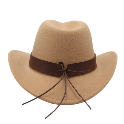 Classic Cattleman Cowboy Hat Retro Bull Head Studded Leather Band Felt Hat Unisex Western Party Cosplay Hat Wide Brim Fedora
