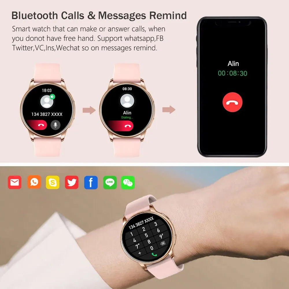 MEVADEN 1.32 inch Female Fashion Smart Watch Bluetooth Call Women Sport Fitness Tracker Health Monitor Smartwatch for Ladies Y22