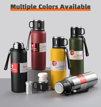Large Capacity 1500ml Coffee Thermos Vacuum Bottle with Tea Filter Travel Stainless Steel Vacuum Flasks Cup Keep Hot Cold 1L