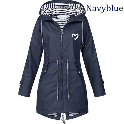 Autumn & Winter Women Outdoor Waterproof Rain Jacket Running Coat Jackets Climbing Hooded Sleeve Hooded Windbreaker Jacket