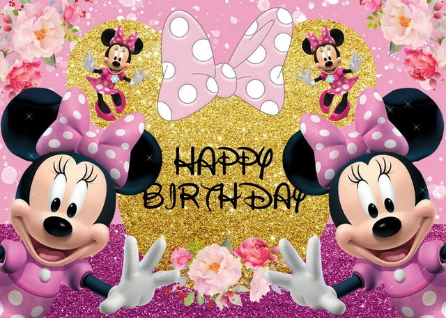 Disney Cartoon Theme Photography Background, Mickey, Minnie Mouse, Baby Shower, Happy Birthday, Gender Reveal, Banner for Children, 1Set 