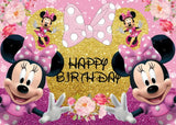 Disney Cartoon Theme Photography Background, Mickey, Minnie Mouse, Baby Shower, Happy Birthday, Gender Reveal, Banner for Children, 1Set 