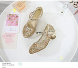 Girls Purple High Heels For Kids Princess RED Leather Shoe Footwear Children's Dress Party Wedding Shoes Round Toe 1-3CM
