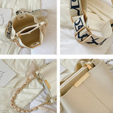 New Fashion Women's Shoulder Bag Large Capacity Ribbon Chain Bucket Bag Crossbody Bag for Daily Commuting