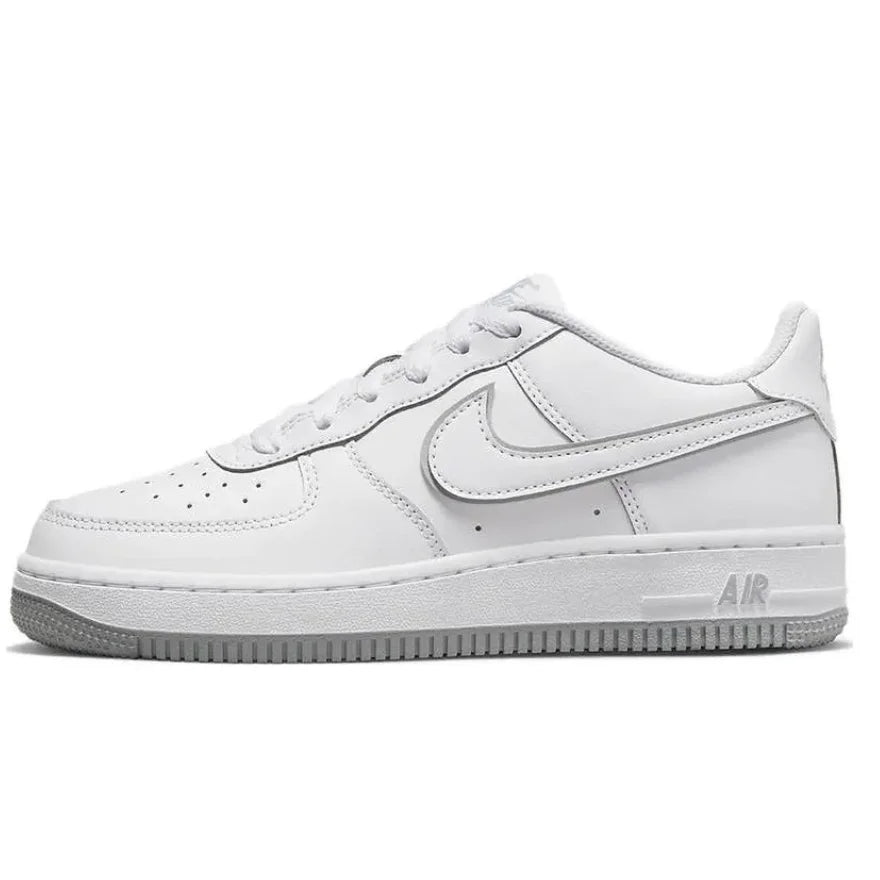 Nike couro confortável casual antiderrapante absorção de choque resistente ao desgaste tênis infantis de cano baixo branco cinza adolescentes