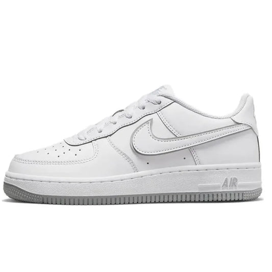 Nike couro confortável casual antiderrapante absorção de choque resistente ao desgaste tênis infantis de cano baixo branco cinza adolescentes