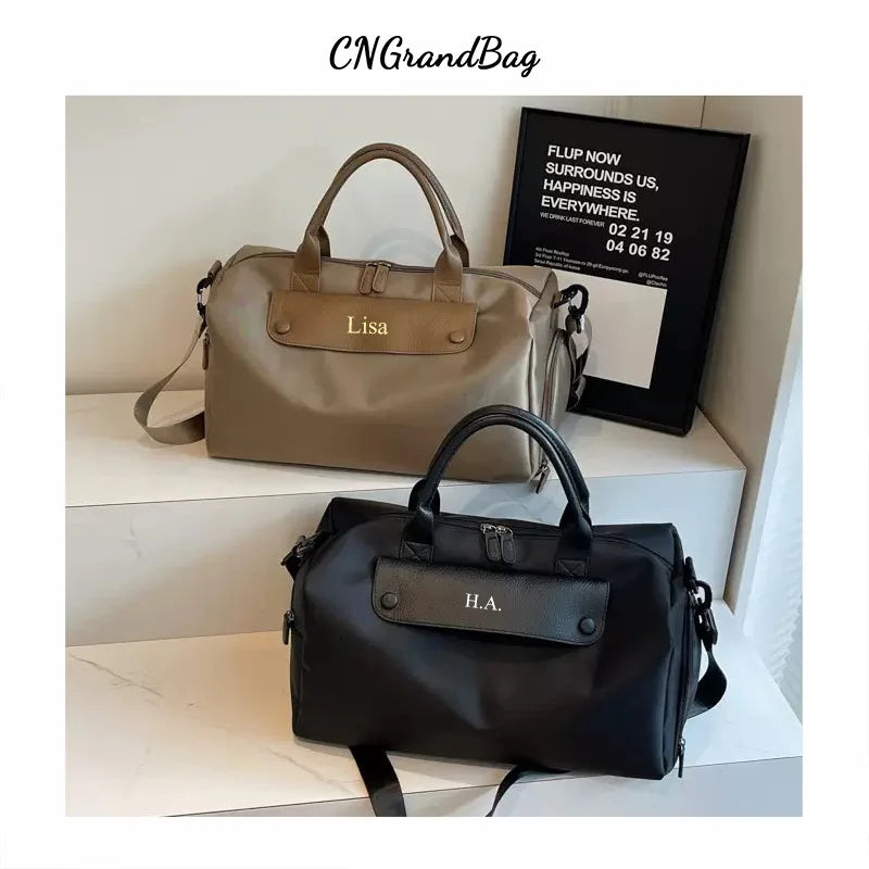 Customizable Name Crossbody Sports and Fitness Bag Oxford Cloth Women's Bag Luggage Bag Lightweight Short Distance Travel Bag