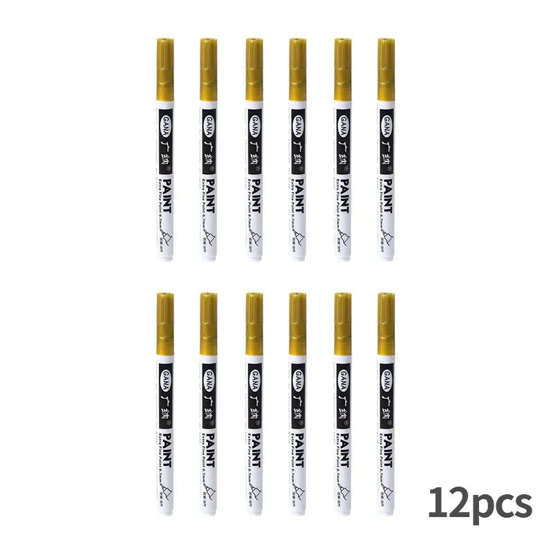 Fine tip permanent Paint Marker Pen DIY Paint Metallic Pen Permanent Gold SILVER Marker Touch Up,School Model Painting