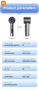 Xiaomi Handheld Portable Fan 100 Wind Speeds Adjustable Usb Charging Mini Outdoor Portable Turbo Long-lasting High Speed Fan