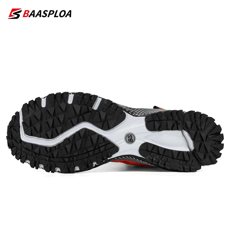 Baasploa Men Running Shoes Mesh Breathable Sport Shoes For Men Fashion Lightweight Casual Sneakers Non-Slip Lace Up Plus Size 50