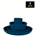4/16/24pcs Reusable plastic tableware set, including plates, bowls and cups. Suitable for family picnics and school supplies