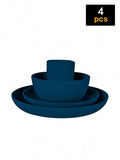 4/16/24pcs Reusable plastic tableware set, including plates, bowls and cups. Suitable for family picnics and school supplies