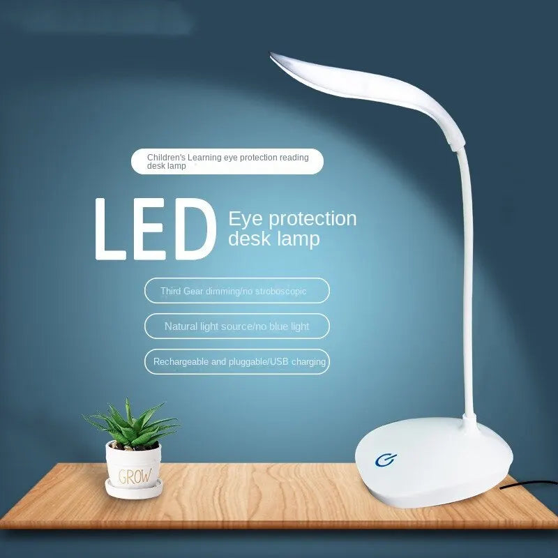 LED Table Lamp USB Chargeable 3 Color Stepless Dimmable Desk Lamp Touch Foldable Eye Protection Reading Night Light Rechargeable