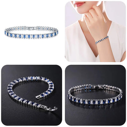 Pulseras de tenis de cristal arcoíris para mujer, color plata Kpop, regalos para amigas, cadena de brazalete de circonitas coloridas, joyería para la mano H167-M