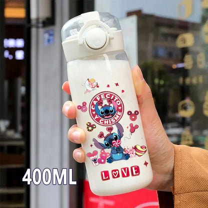 600/400ML Lilo&Stitch Straw Bottles Disney Drinking Office Transparent Portable Anti Drop Children's Water Bottle PC Material