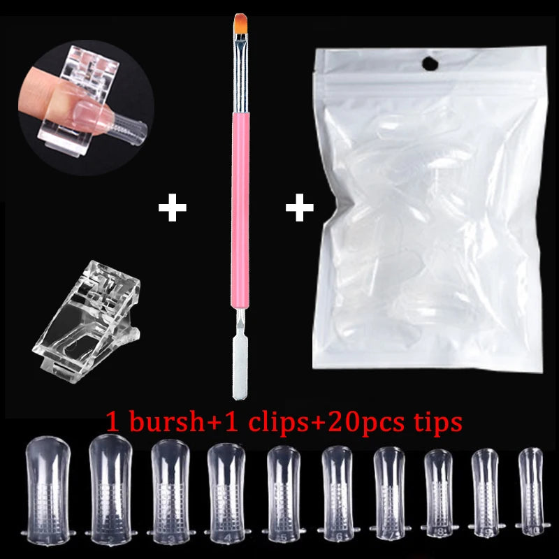 20/100Pcs False Clear Nails Full Cover Nail Tips DIY Manicure Tool For Acrylic UV Nail Gel Quick Extension Tool Kits