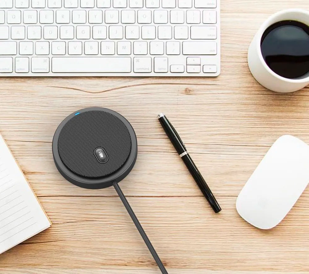 HCSTVCON Microphone Omnidirectional Video Conference Mini Portable 360° Voice Pickup USB Plug for Meeting Business Online Live