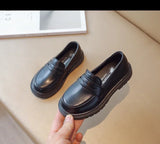 Britain Style Children's Leather Shoes for Boys 2025 Spring New Girls Retro Black Single Shoes Soft Moccasin Shoes for Children