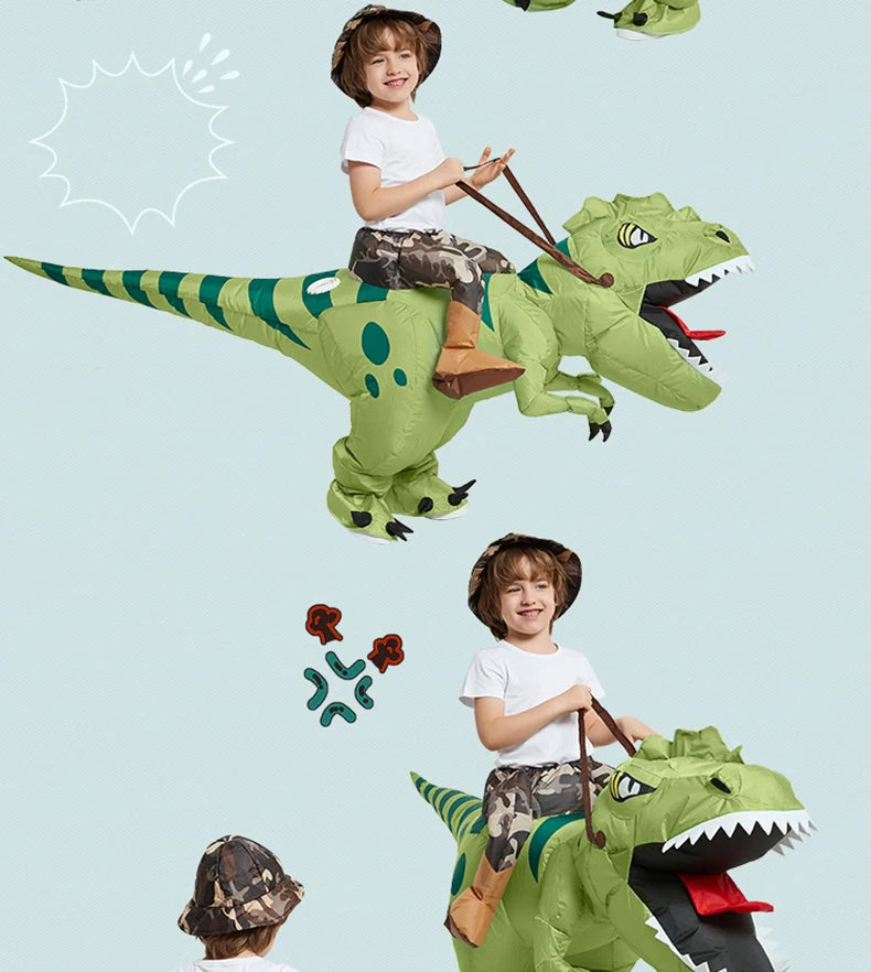 Animal Cartoon Riding T-Rex Inflatable Costume Nursery Kids Dinosaur Role-Playing Game Adult Kids Chasing Game Birthday Gift