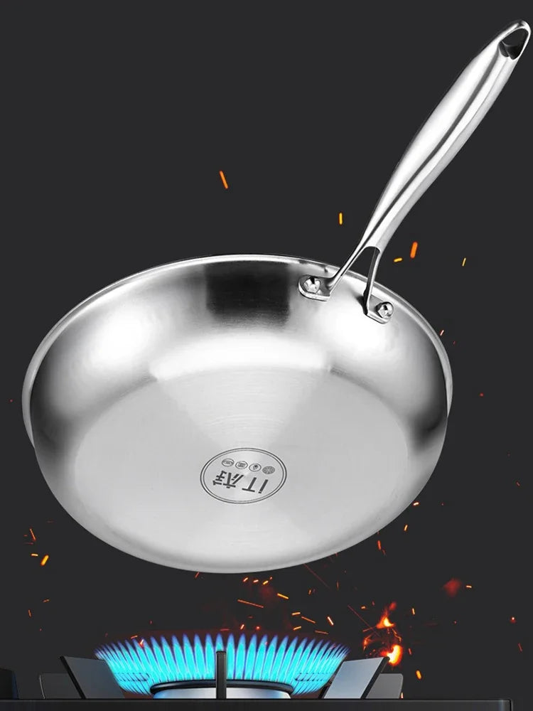 German Titanium Steel Frying Pan Uncoated Non Stick Pan Fish Scale Hammer Pattern Household Steak Frying Pan Kitchen Cookware