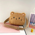 Cartoon Cat Crossbody Bags for Baby Girls, Soft Plush Shoulder Bag, Furry Handbags, Coin Purses, Cute Kids, Winter Fashion 