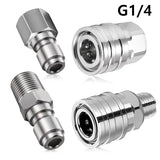 Juego de adaptadores para hidrolavadoras, conector rápido, acero inoxidable, conectores macho y hembra, accesorios para mangueras de 1/4" 