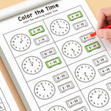 Children's Practice Book for Learning How to Tell Time, Suitable for Home-Based Kindergarten Activities, Includes Reading and Math Exercises, Ideal for Classroom Teaching and Back-To-School Supplies Time Practice Cards/Early