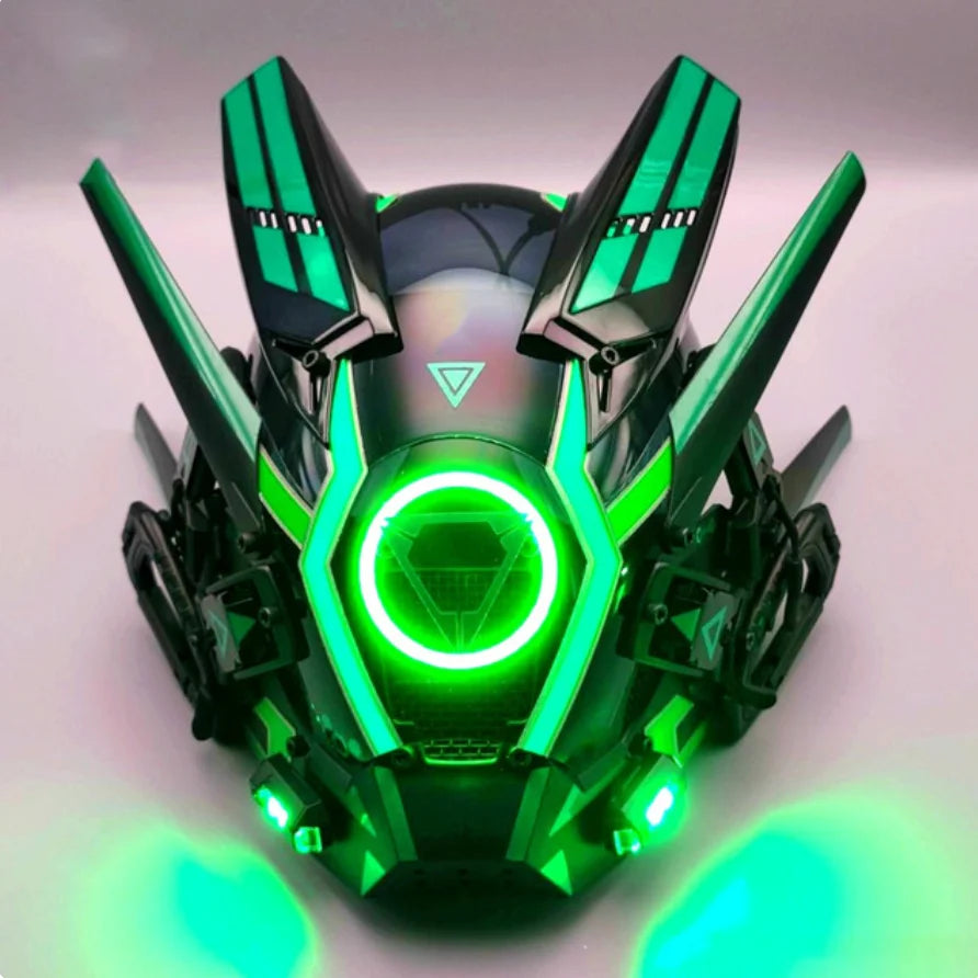 Capacete Cyberpunk com LED – Máscara para Festas, Halloween, Natal e Cosplay – Presente para Adultos