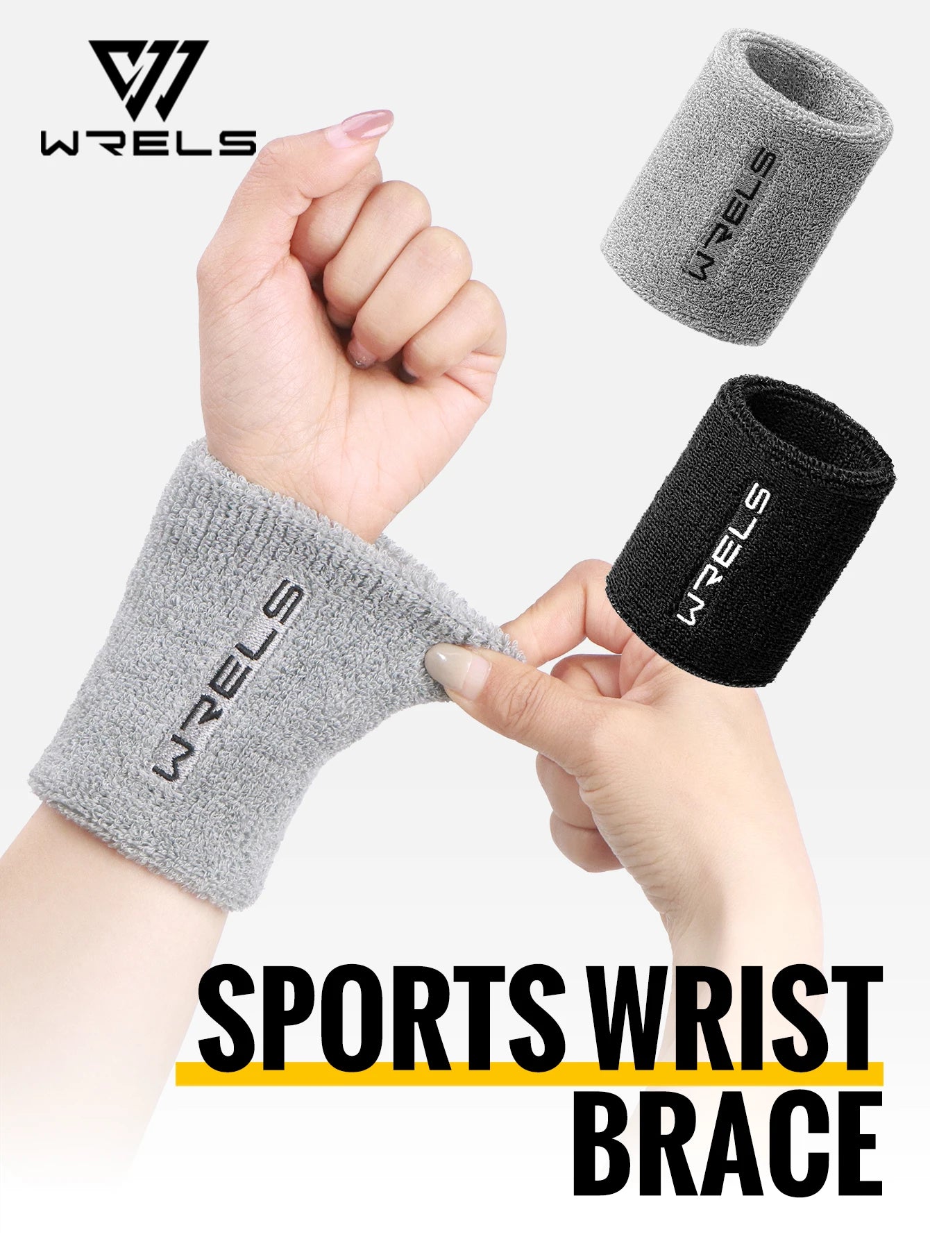 WRELS Wristbands Terry Cloth Moisture Wicking for Sports Tennis Gym Work Out Wristbands Sweatbands Absorbent Wrist Sweat Bands