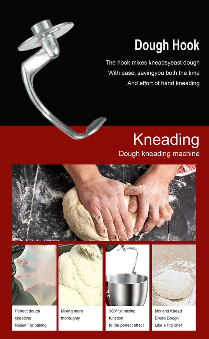 Electric Kitchen Mixer, Stainless Steel Bowl with Dough Hook, Whisk & Blender, Food Blender for Baking, Cake & Cook