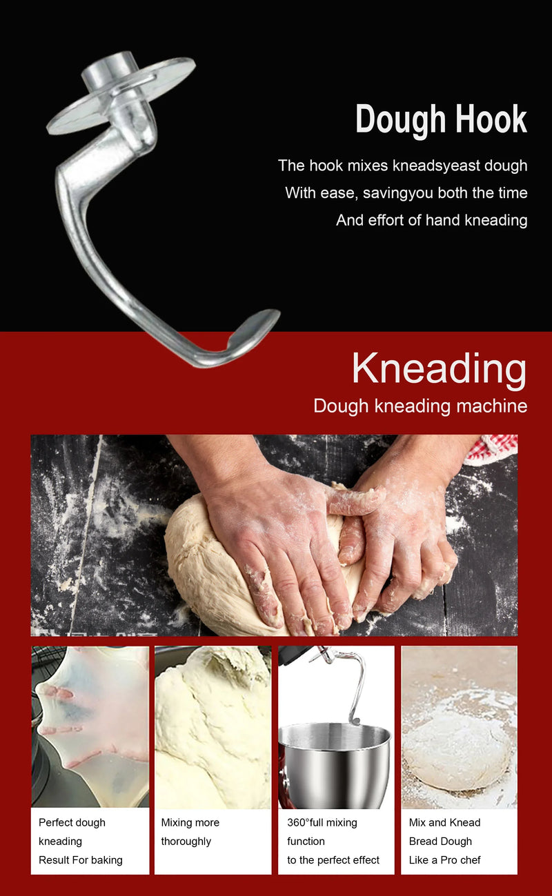 Electric Kitchen Mixer, Stainless Steel Bowl with Dough Hook, Whisk & Blender, Food Blender for Baking, Cake & Cook