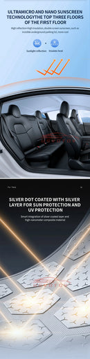 Parasol mejorado para Tesla Model Y 3 Highland, parasol anti-UV, visera protectora de techo, hebilla de tela para hielo, cubierta de refrigerador para tragaluz de vidrio