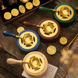 Sealing Wax 1 Set of Spoon Sealing Wax Furnace Stove Pot Seal Decorative Craft Gift Solid Wood Wax Stamp Craft Supplies SB002