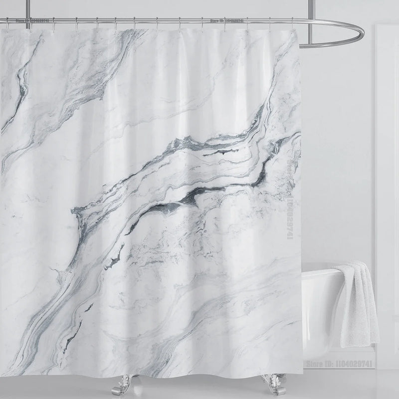 Cortina de ducha impermeable de mármol, cortina de ducha impermeable para decoración de baño, cortina de ducha impresa, lavable, con ganchos