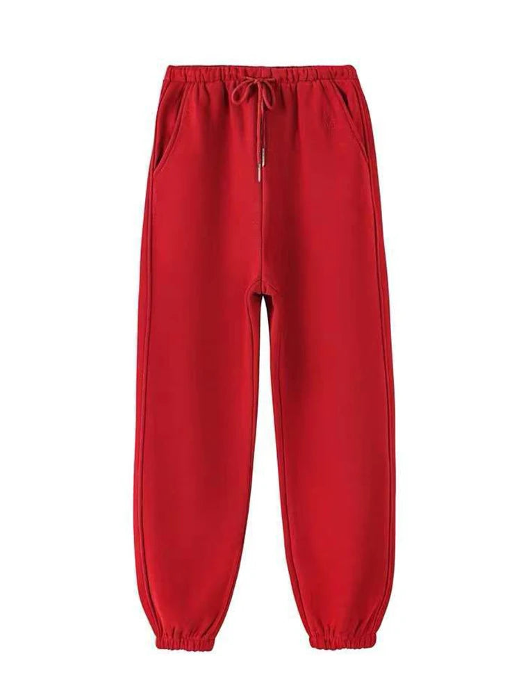 Leggings de lã grossa feminina, calça comprida casual, monocromática, calça quente, plus size, moda, inverno