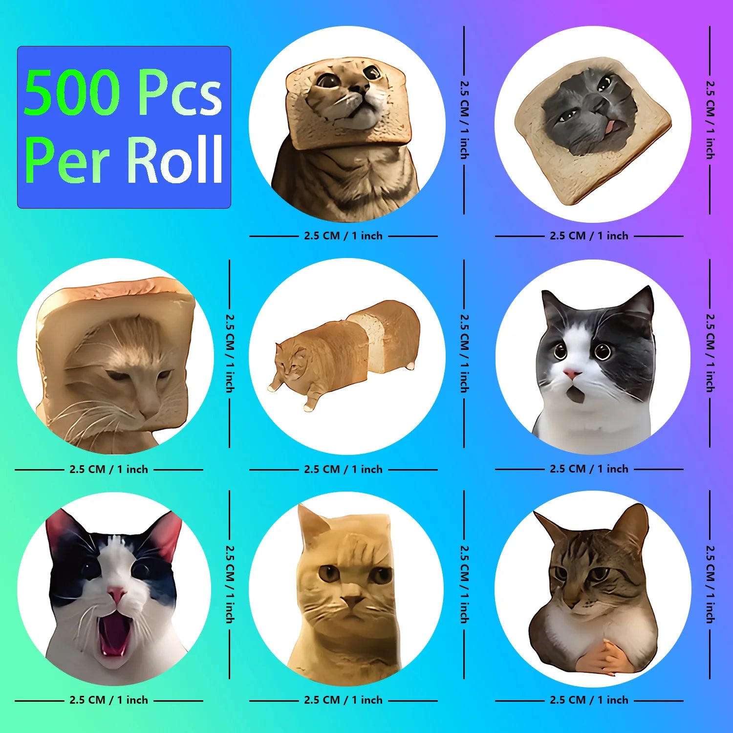 100pcs/500pcs Cartoon Meme Cat Stickers for School Reward Stickers Classroom Decor Encouragement Sticker for Student Teacher