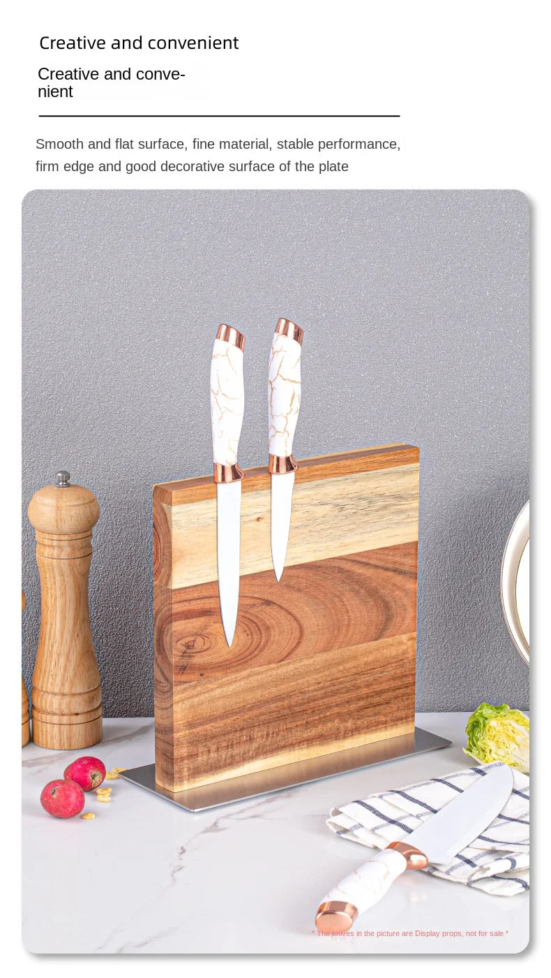 Acacia double-sided magnetic kitchen knife holder multi-functional knife storage rack magnetic knife holder