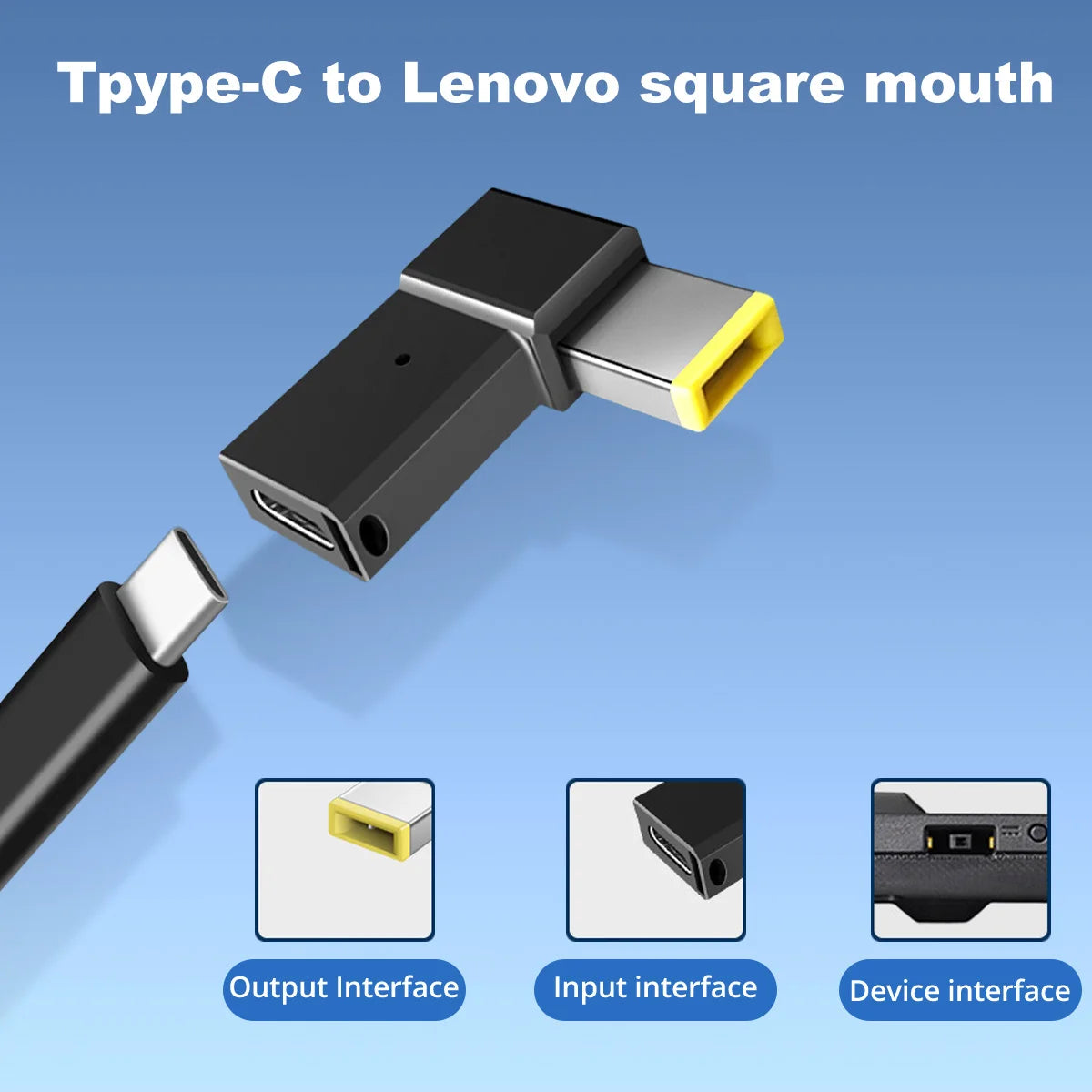 PD 100W USB Type C Female to DC Male Adapter For Lenovo Thinkpad USB-C Fast Charging Cable Converter Square PD Plug