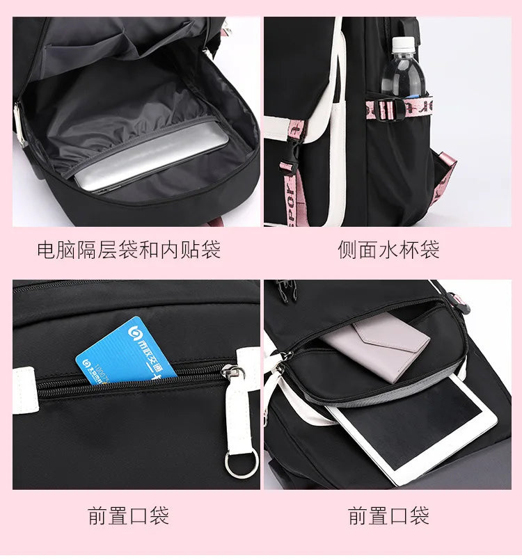 Mochila femenina Disney Stitch con carga USB, mochila escolar para adolescentes, niñas y niños, mochila para portátil, mochilas de viaje para mujeres