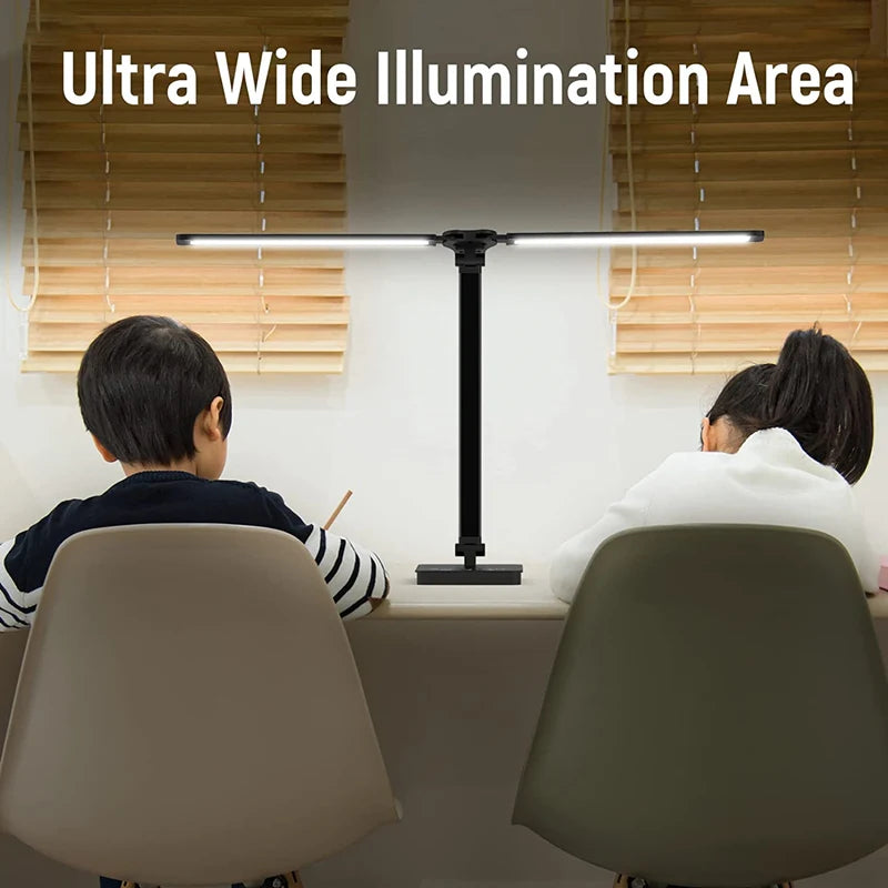 Double Head LED Desk Lamp,Dual Swing-arm Table Lamp for Home Office,5 Color Modes and 5 Dimmable,Modern Eye-Caring Piano Lamp