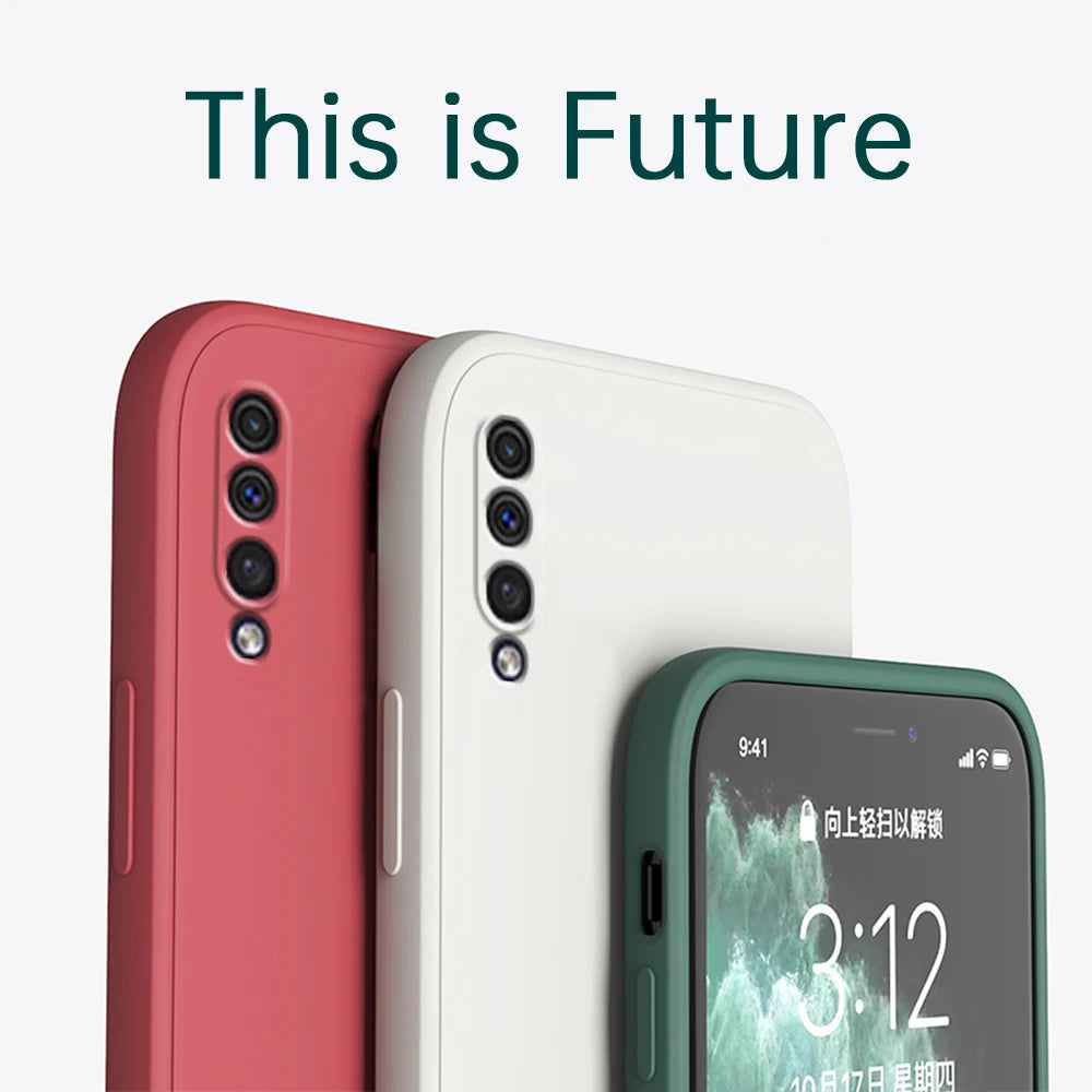 Funda Square Phone Case for Samsung Galaxy A30S A50 A50S Liquid Silicone Fundas Camera Protective Back Cover Case