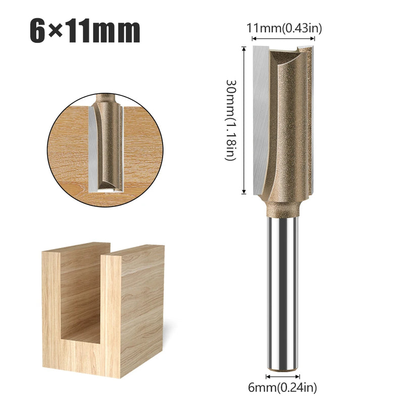 6mm Shank CNC Straight Bit Flush Trim Single Double Flute Router Bit Tungsten Carbide Milling Cutter Woodworking Tools