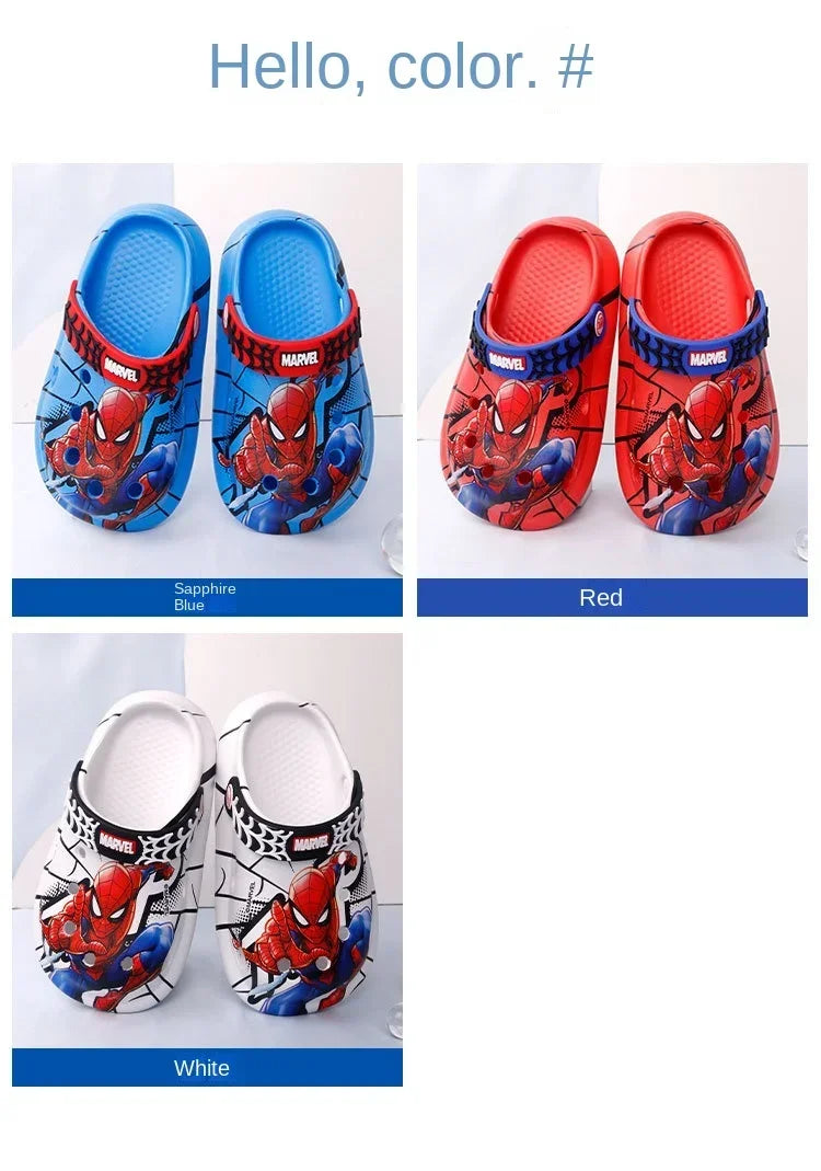 Disney Children's Slippers Summer Boys Spiderman Slipper Anti-slip Hole Kids Beach Shoes Soft Bottom Toddler Home Slipper