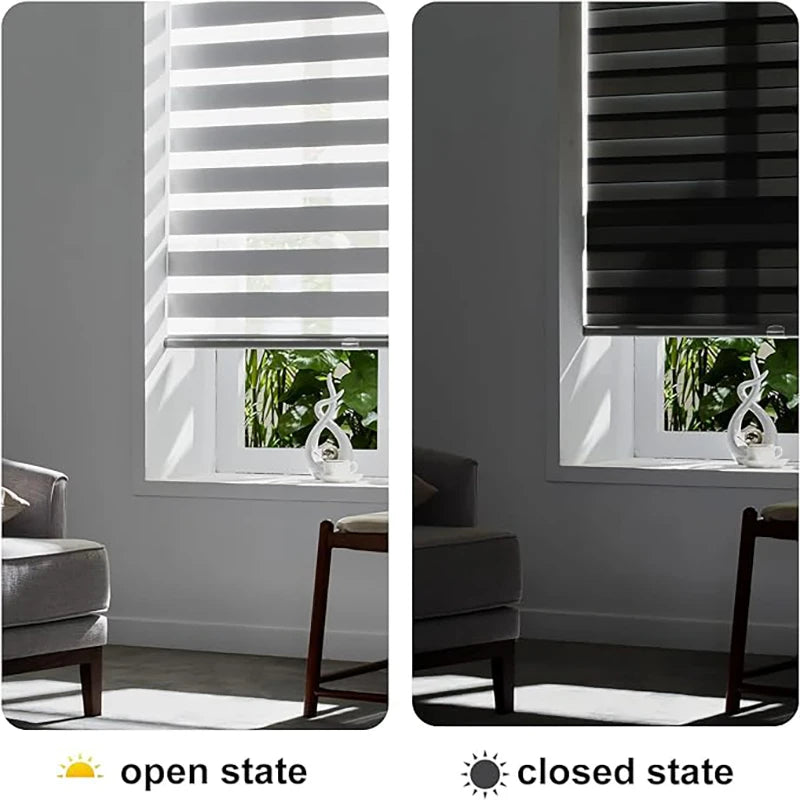 Custom Made Motorized Window Blinds Blackout Zebra Blinds Shades Dual Stripe Shades Day and Night Roller Blinds for Windows